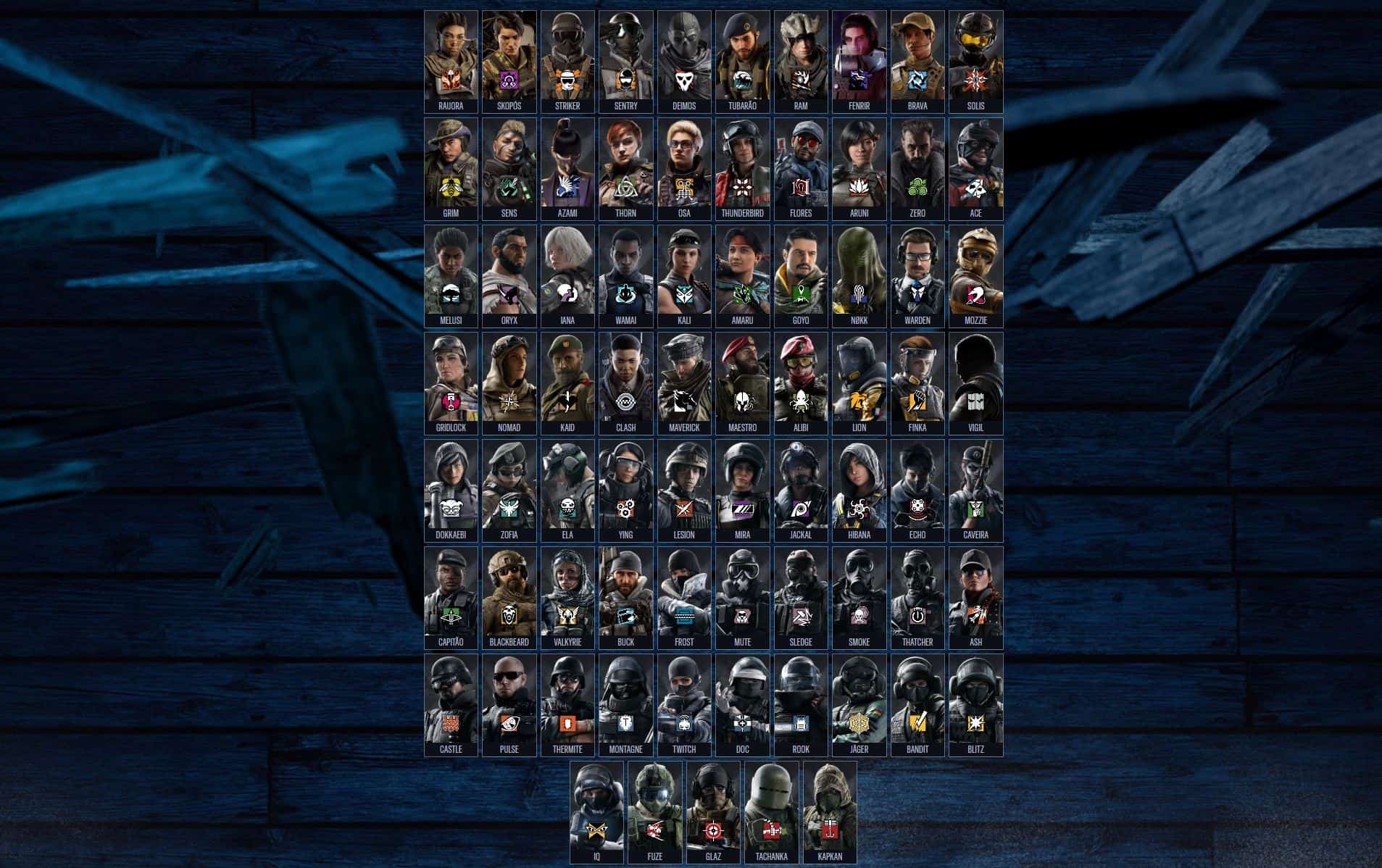 Collage of characters from Rainbow Six Siege X, each in combat gear, with diverse appearances and emblems